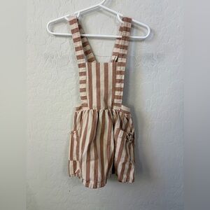 wonder nation Tan & Cream Striped Pinafore Overalls